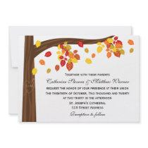 Autumn Falling Leaves Wedding Invitation