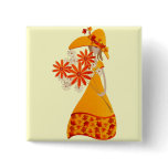 Autumn Girl with Fall Flowers buttons