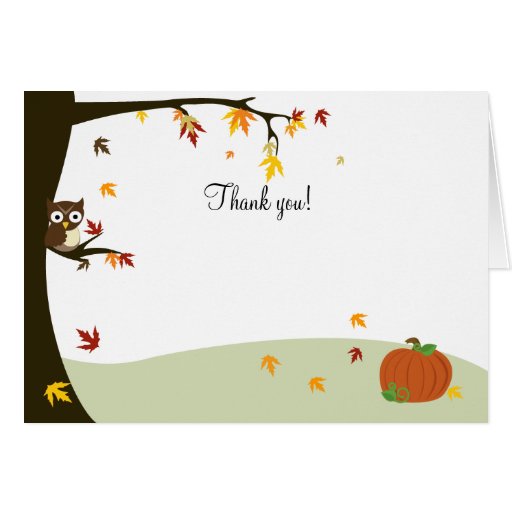Autumn Halloween Owl Thank you Note Zazzle