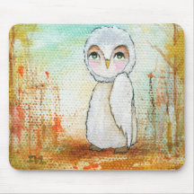 Autumn Joy Whimsical Woodland Owl Art Painting Mouse Mats