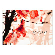 autumn leaves blues wedding rsvp invitations