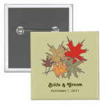 Autumn Leaves Bride & Groom Button