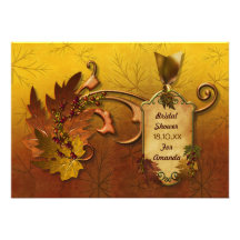 Autumn Leaves Fall Bridal Shower Invitation