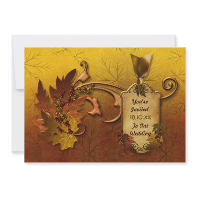 Autumn Leaves Fall Wedding Invitation by SpiceTree_Weddings