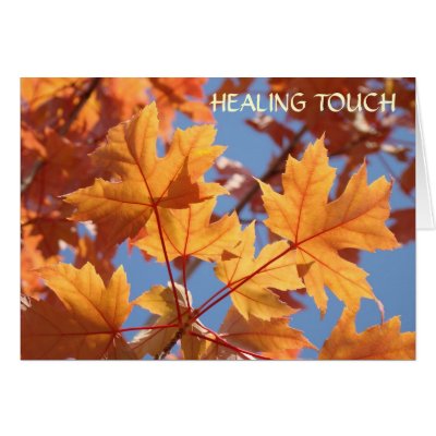 Autumn Leaves HEALING TOUCH Wellness Card Trees by Basleeartprintgifts