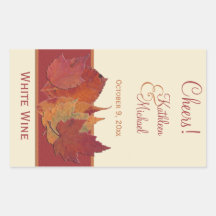 Autumn Leaves II Wedding Wine Label Rectangular Sticker