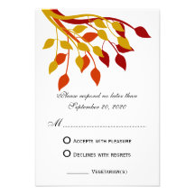 Autumn Leaves in Gold, Orange, Red RSVP Cards Custom Invite