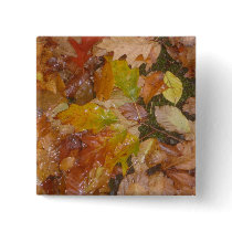 Autumn leaves in the rain pinback buttons