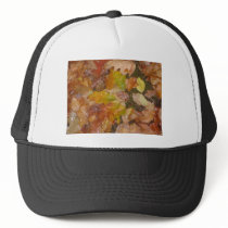 Autumn leaves in the rain hat