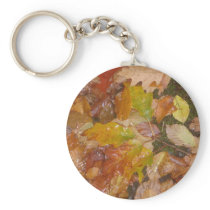 Autumn leaves in the rain key chains
