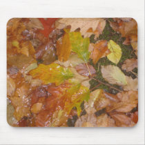 Autumn leaves in the rain mouse mat