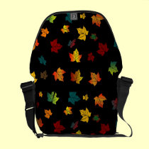 Autumn leaves on a black background messenger bags