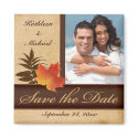 Autumn Leaves on Aged Paper Photo Save the Date magnets
