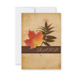 Autumn Leaves on Aged Paper Reply Card II - Small Invitations