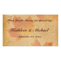 Autumn Leaves on Aged Paper Wedding Favour Tag Business Card Templates