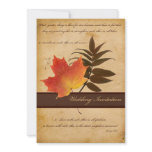 Autumn Leaves on Aged Paper Wedding Invitation