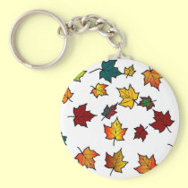 Autumn leaves on white Key chain keychains