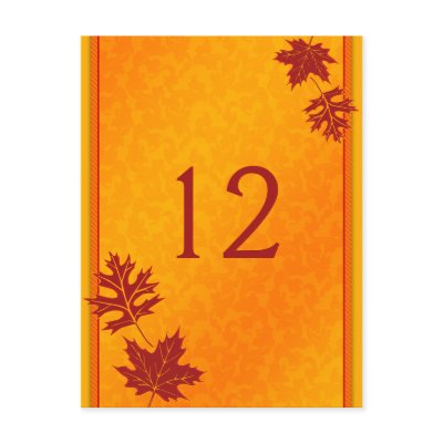 Autumn Leaves Table Number Card by wasootch