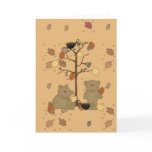 autumn leaves teddy bears card