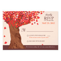 Autumn Love Romantic Oak Tree Fall Wedding RSVP Personalised Announcements