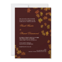 Autumn Maple Leaf Wedding Invitation -Brown