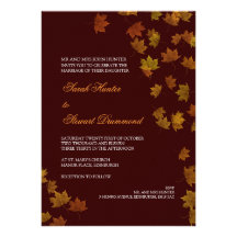 Autumn Maple Leaf Wedding Invitation -Brown