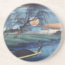 Autumn Moon at Seba, Hiroshige Coasters