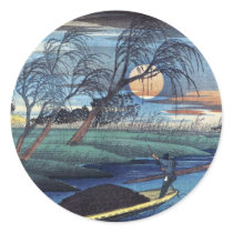 Autumn Moon at Seba, Hiroshige Round Sticker