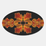 Autumn Oak Garlands Oval Stickers