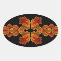 Autumn Oak Garlands Oval Stickers