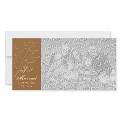 Autumn Oak Leaf Just Married Photo Card by loraseverson