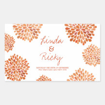 Autumn Orange Bloom Burst Wedding Sticker Seal