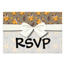 autumn owls pattern custom invitations