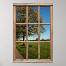 Autumn Park View from a Window Posters