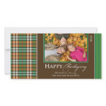 Autumn Plaid Thanksgiving Photocard (green) Photo Card Template