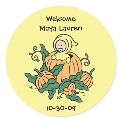 Autumn Pumpkin Baby Sticker - Baby Shower by cutietoots