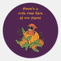Autumn Pumpkin Baby Sticker - Birth announcement
