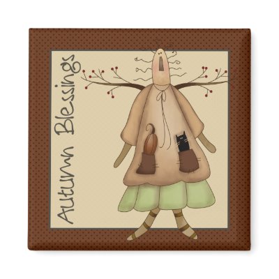 Autumn Pumpkins · Angel with Pumpkin & Cat Magnet by CSCountry