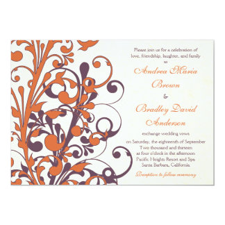Orange and purple wedding invitations uk