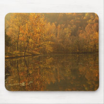 Autumn reflections on pond. mouse pads