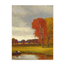 Autumn River Trees Painting Post Cards