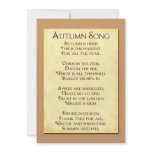 Autumn Song Thanksgiving Poem Custom Invitations