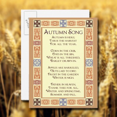 Autumn Song Thanksgiving Poem Postcard by AngelCityArt