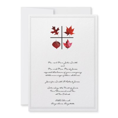 Autumn Square - Fall Leaf design in Red Orange Announcements by NoteableExpressions