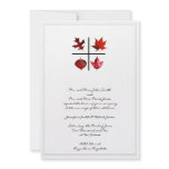 Autumn Square - Fall Leaf design in Red Orange invitations