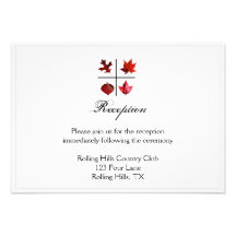 Autumn Square Fall Leaf Design Wedding Reception Personalized Invitations