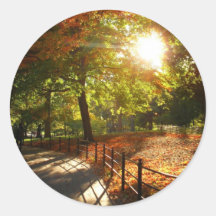 Autumn Sun in Central Park, New York City Round Stickers