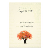Autumn Tree Dancing Blooms Response Invites