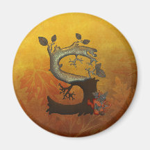 Autumn Tree Monogram S Fridge Magnet