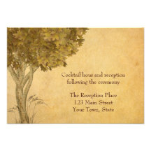 Autumn Tree Parchment-look Reception Card Personalized Invitations